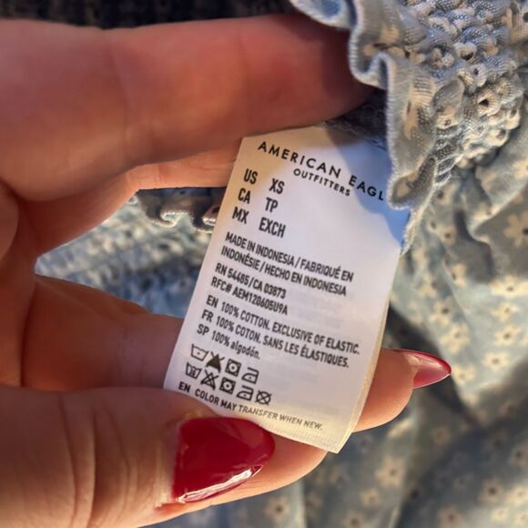 American Eagle Smocked Cottagecore Flowy Wide Leg Daisy Pants XS - Picture 8 of 8